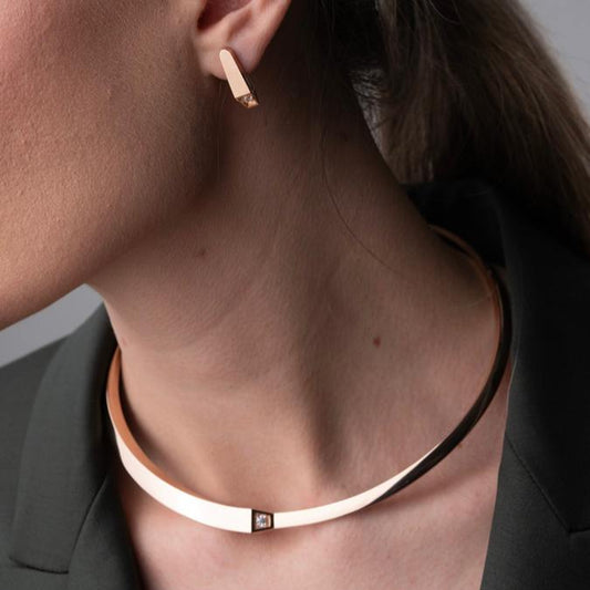 Lina Gold Modern Choker Necklace Set for Women