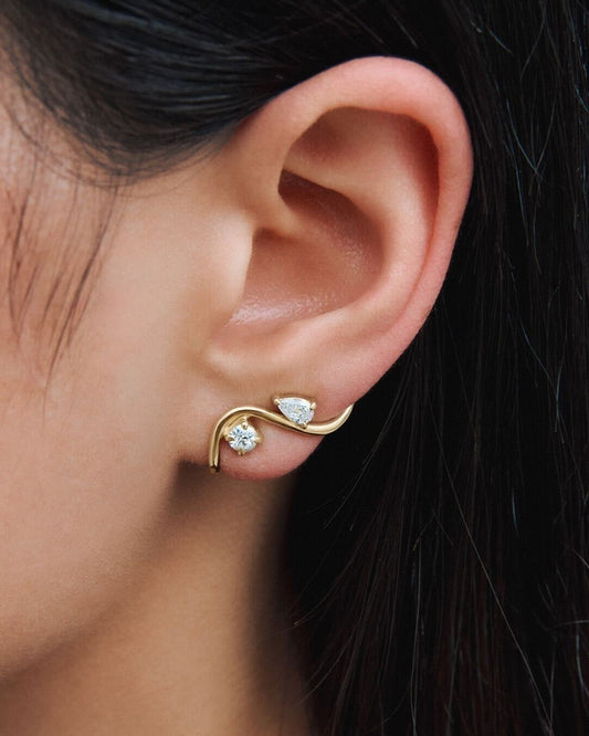 Waveform Duo Stud Cuff – 2-in-1 Convertible Earrings