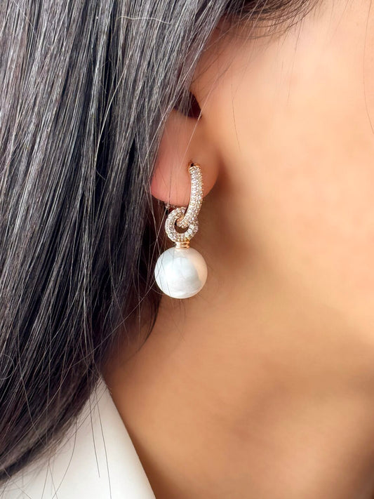 Talia Pearl Drop Earrings with Pavé Hook