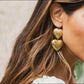 Duo Heart Drop Earrings in Gold-Plated Stainless Steel