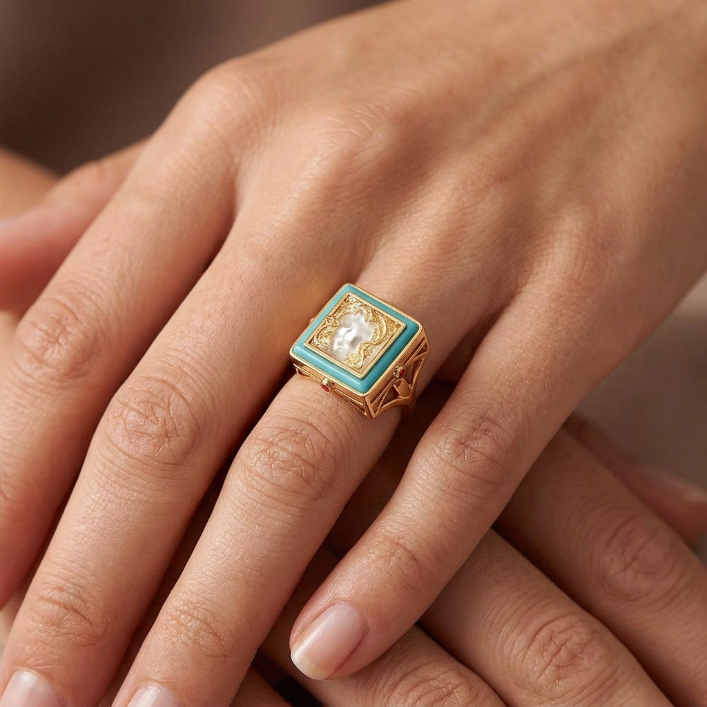 Elena Turquoise Frame Ring