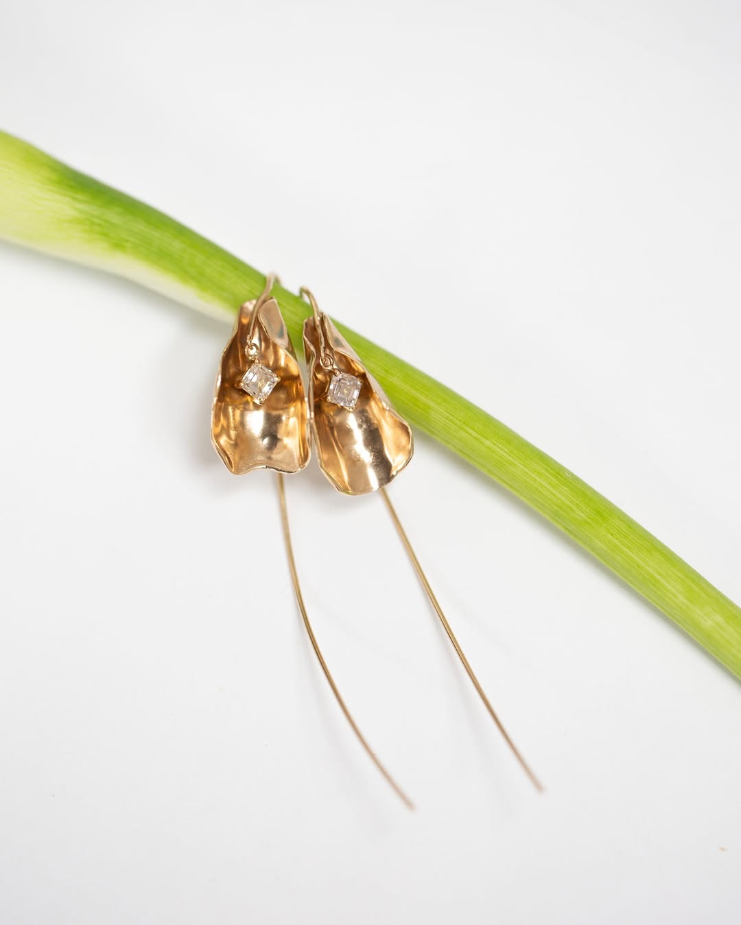 Gold Plated Floral Statement Earrings