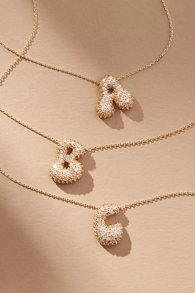 Initial gold color initial necklace