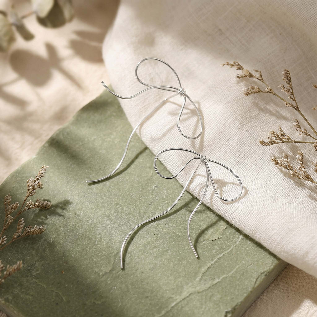 Lyra's Graceful Bow Wire Earrings