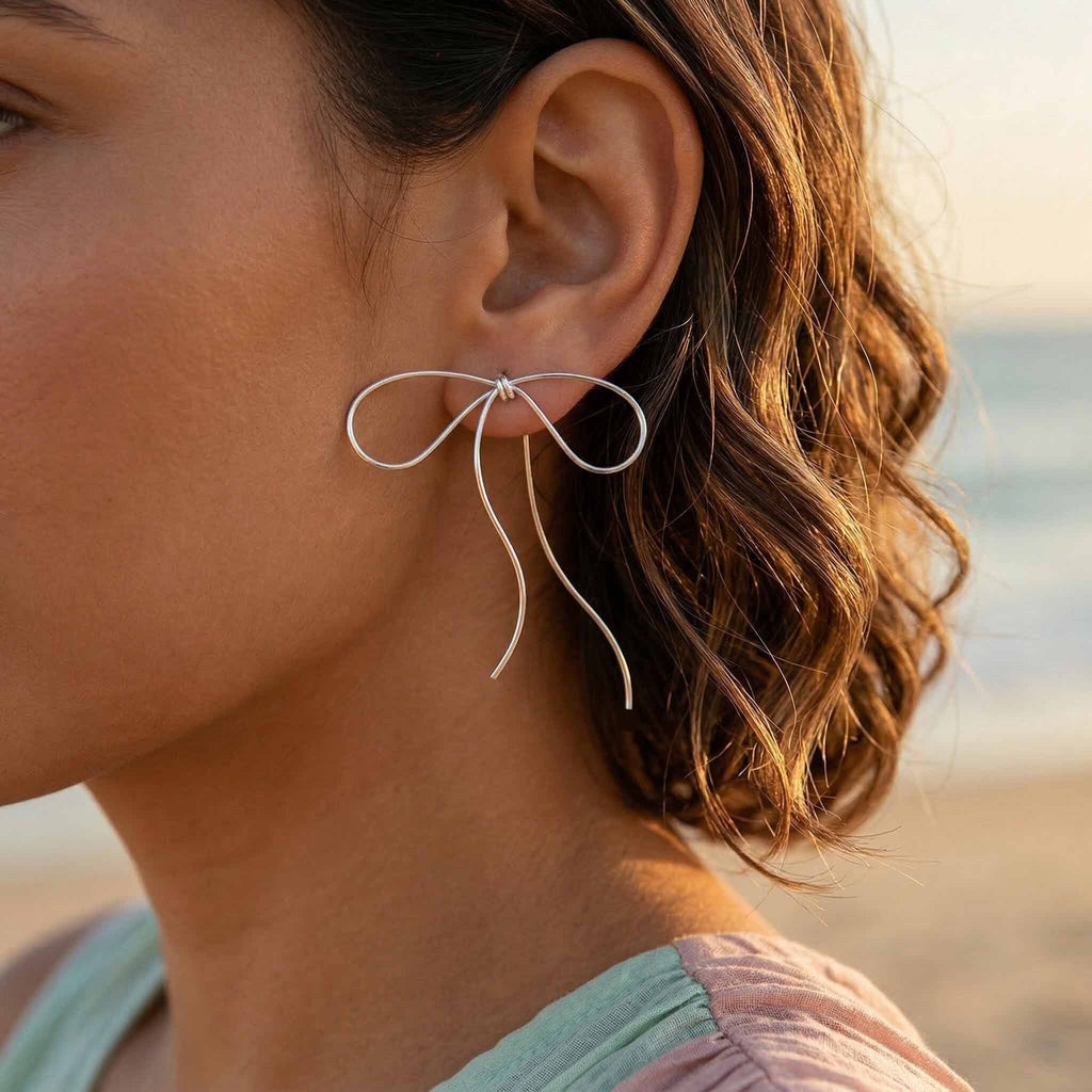 Lyra's Graceful Bow Wire Earrings