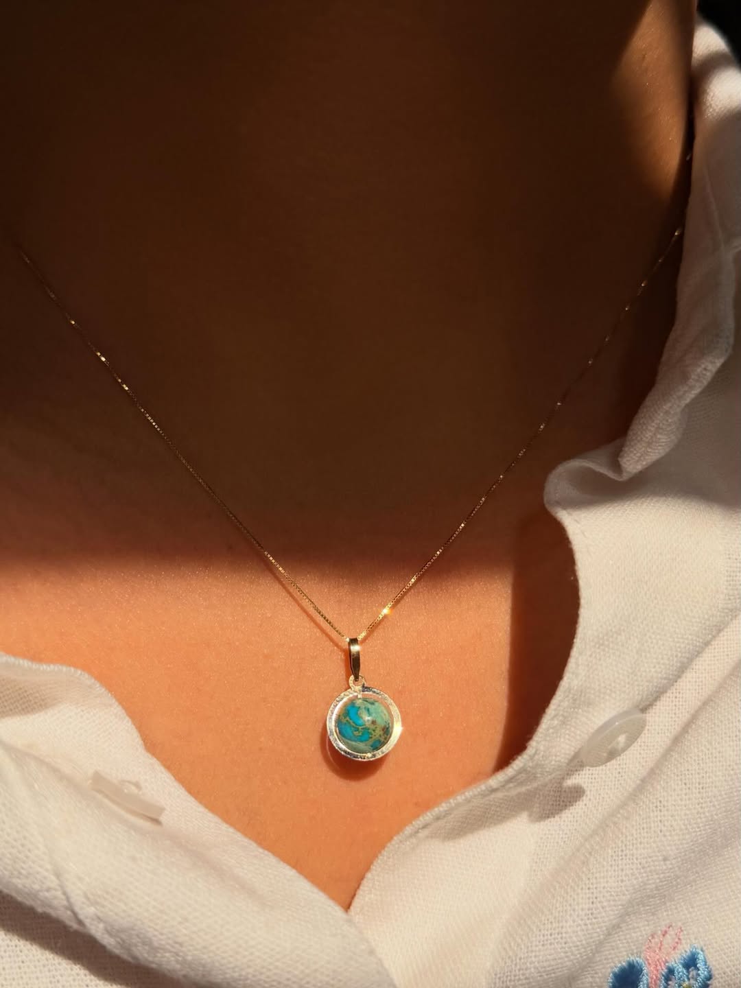 Turquoise Earth Halo Pendant