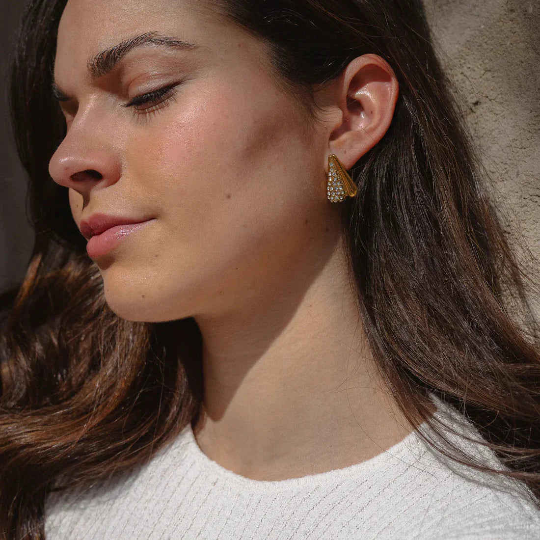 Pave Dipped Heart Earrings in Gold-Plated Finish