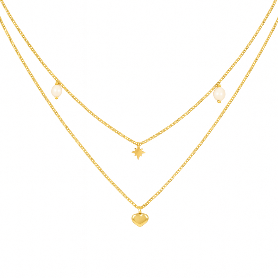 Nyla Multi-Layered Heart-Shaped Pearl Necklace