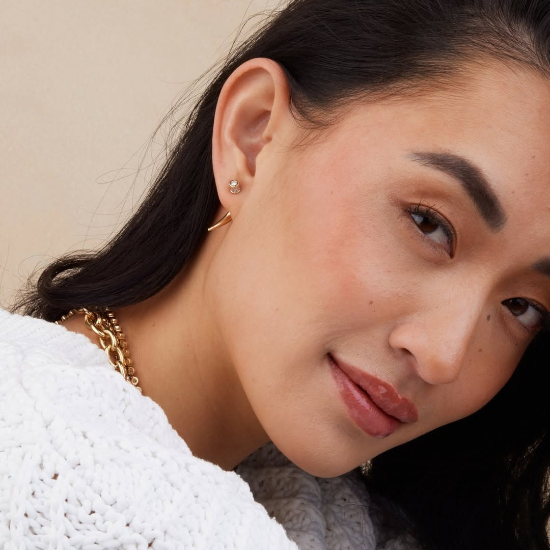 Sculpted Crescent Hoop Earrings for Women