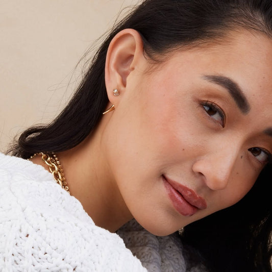 Sculpted Crescent Hoop Earrings for Women