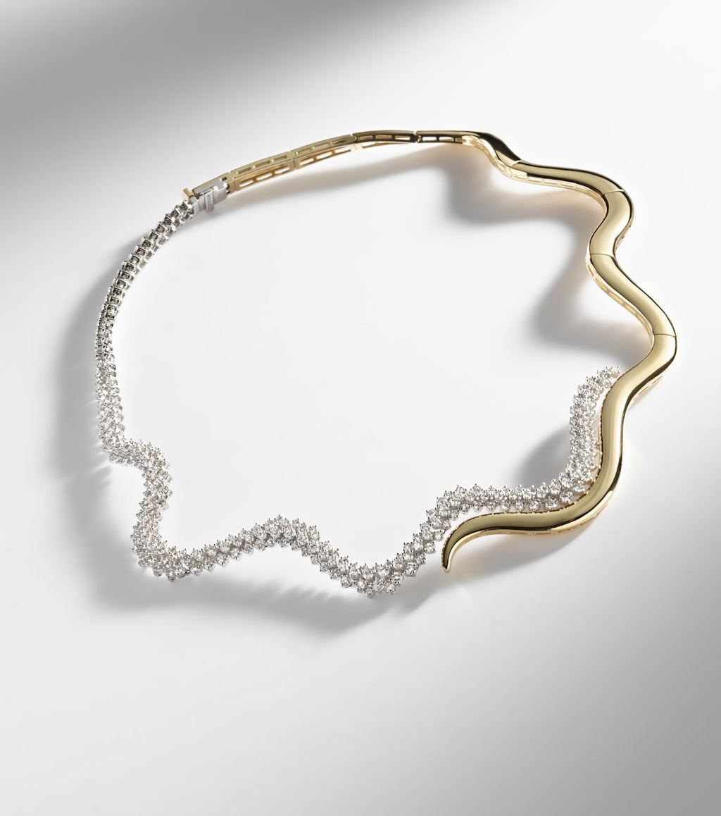 Lumi Wave Two-Tone Crystal Collar Necklace