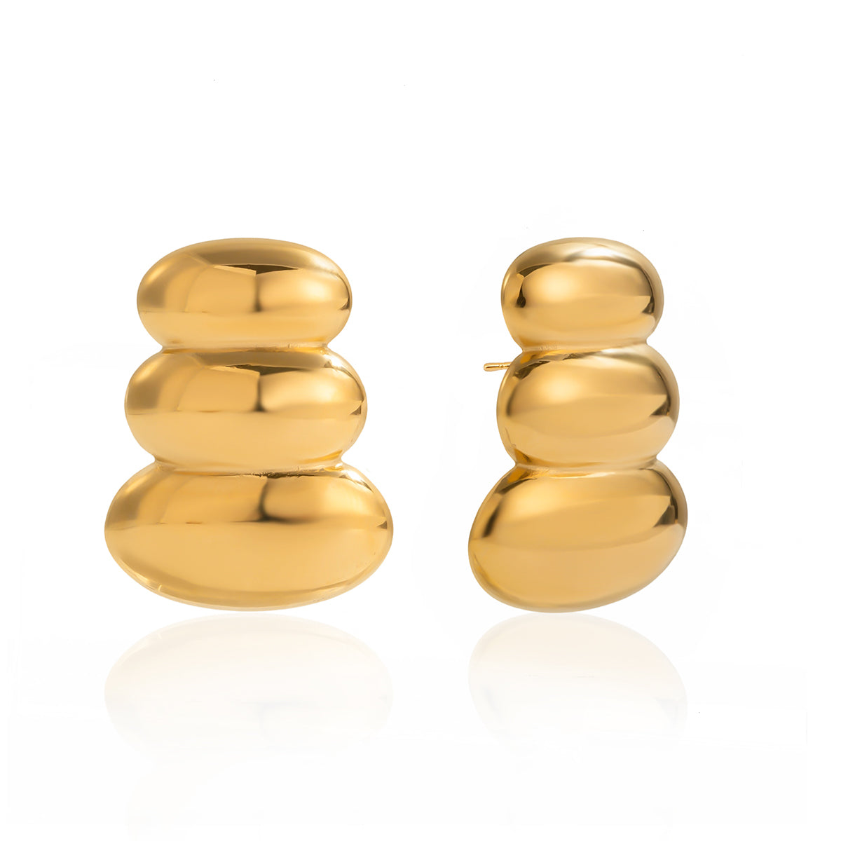 Pair of gold earrings  For Women on a white background