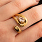 Pear-Cut Swirl Open Ring in 18K Gold Plating