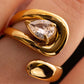 Pear-Cut Swirl Open Ring in 18K Gold Plating