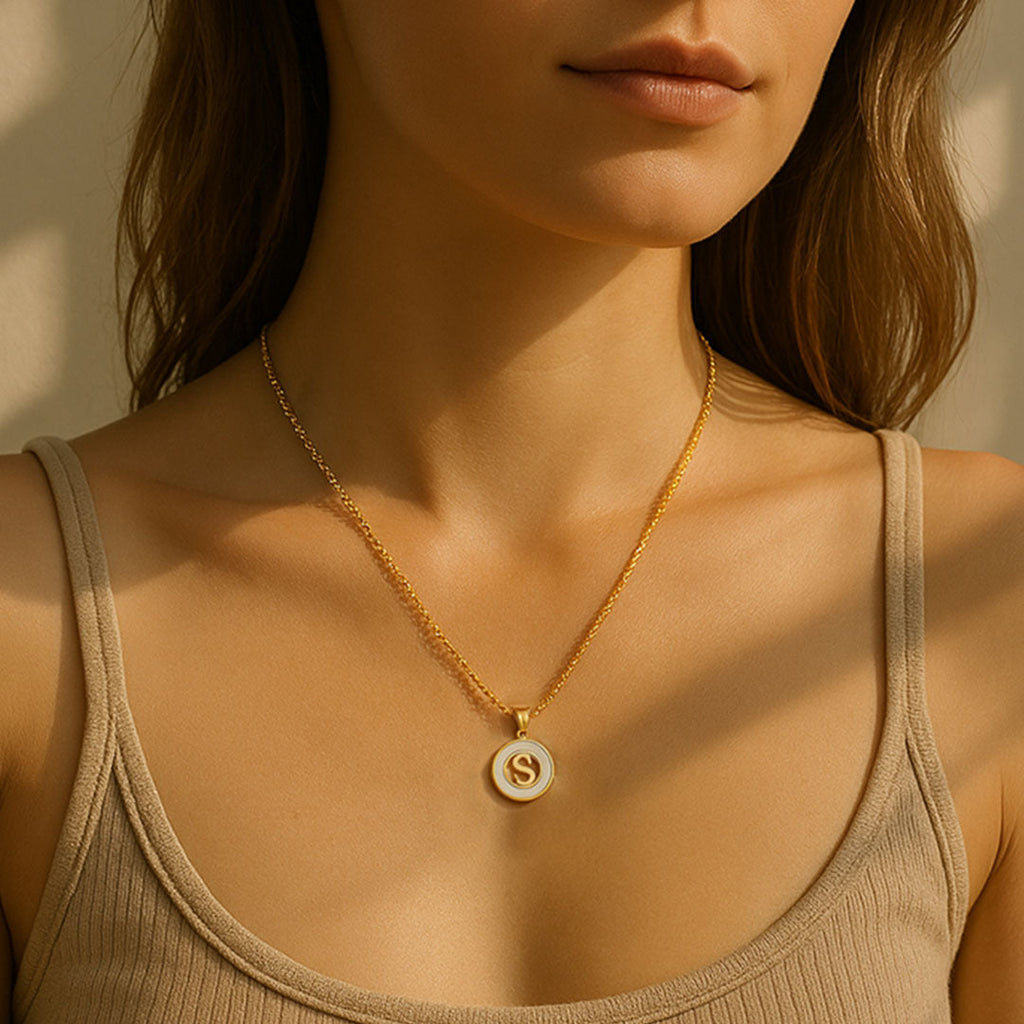 Personalized Ash Initial Pendant Necklace - Amalfa
