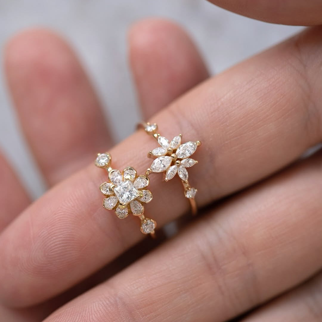 Floral Blossom Rings Set for Women