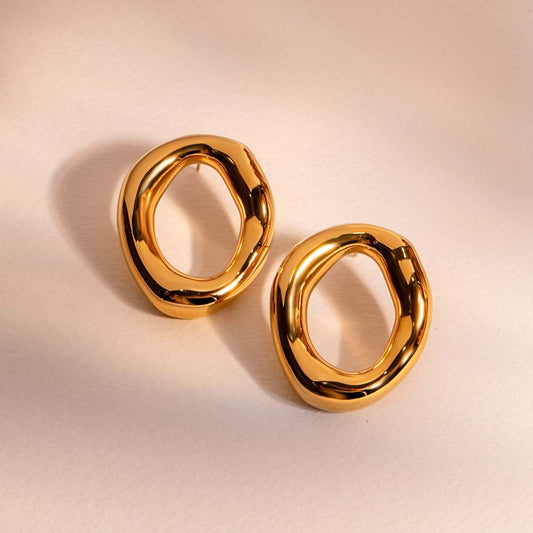 Soft Form Oval Loop Hoops Earrings