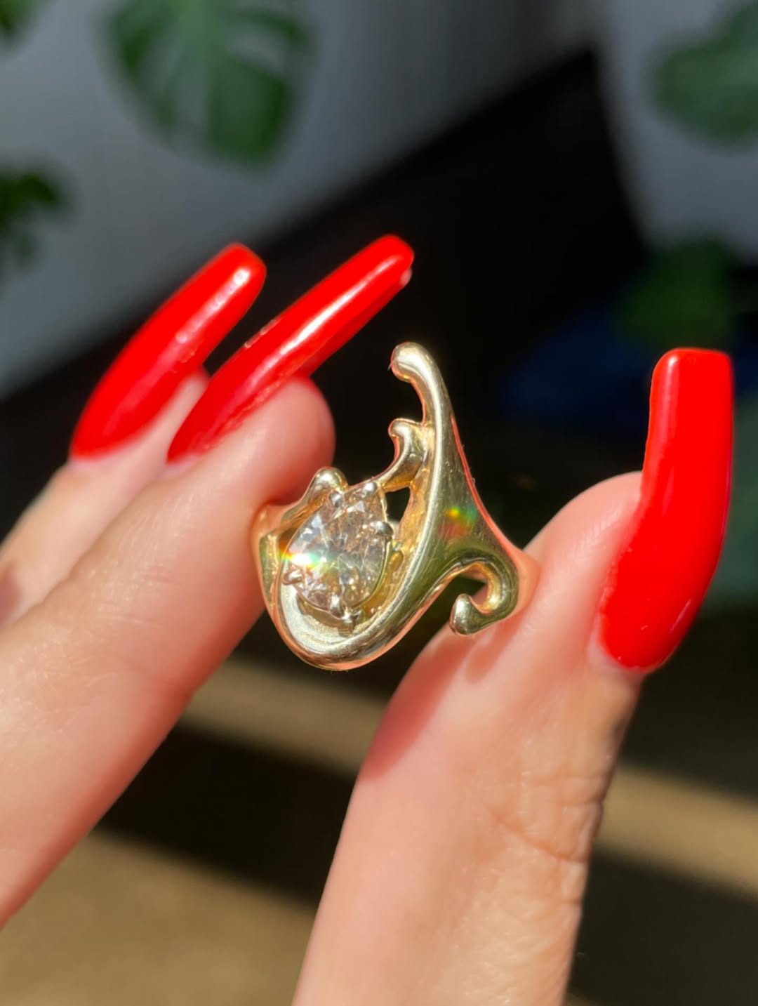 Ines Crystal Teardrop Ring