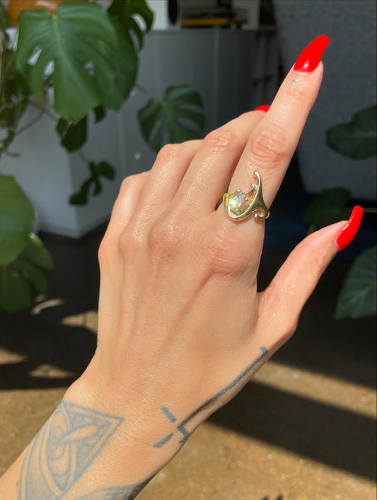 Ines Crystal Teardrop Ring