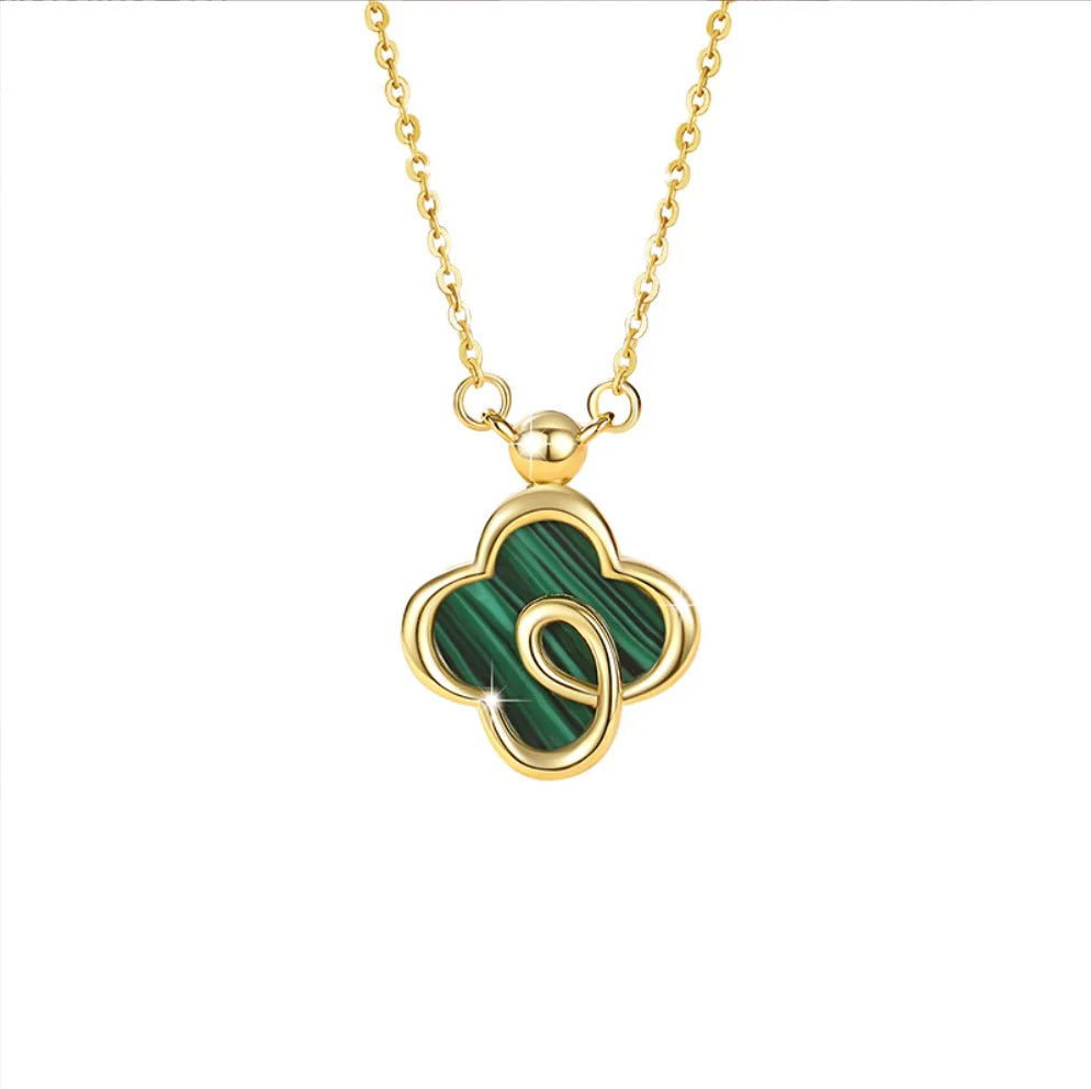 Charlotte Green Enamel Flower Necklace