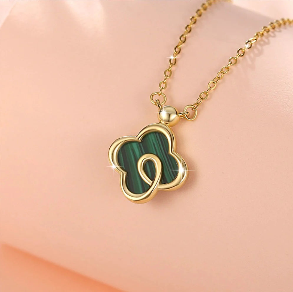 Charlotte Green Enamel Flower Necklace