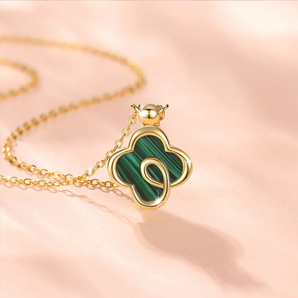 Charlotte Green Enamel Flower Necklace
