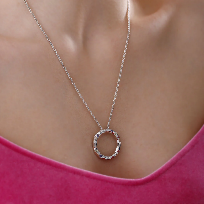 Serena Rainbow Halo Pendant