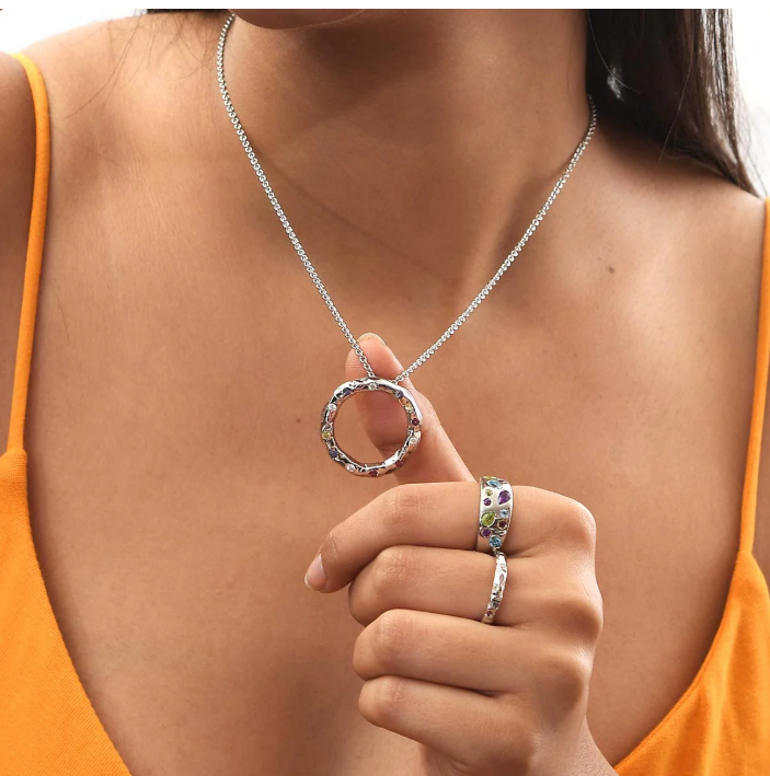 Serena Rainbow Halo Pendant