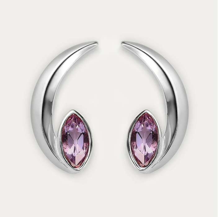 Daphne Amethyst Crescent Earrings