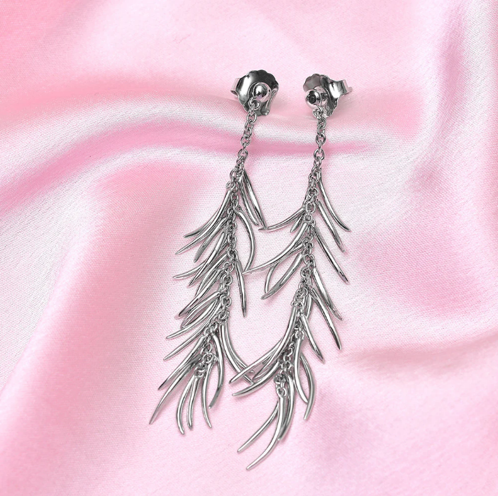Elise Silver Vine Drop Earrings