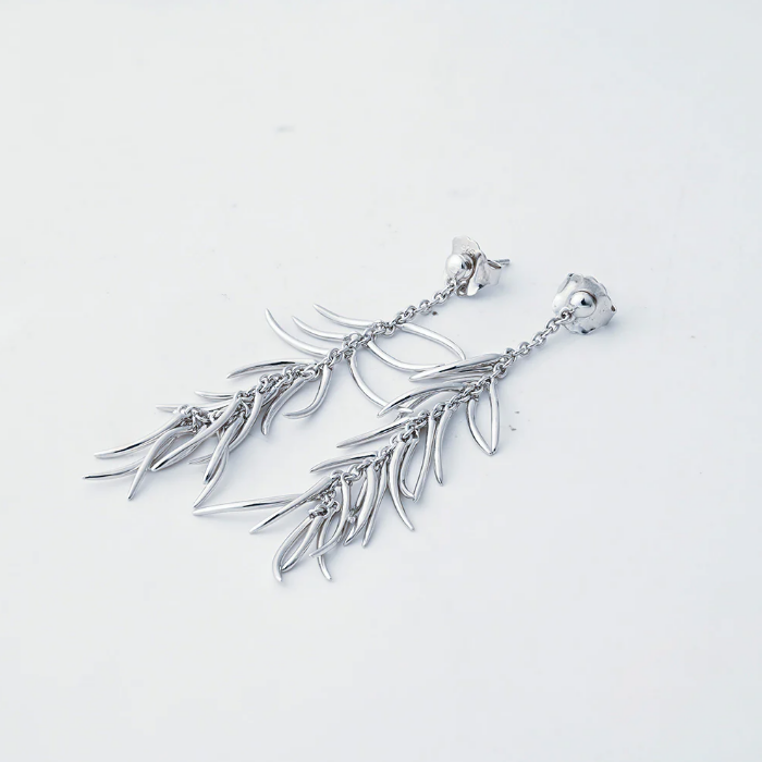 Elise Silver Vine Drop Earrings