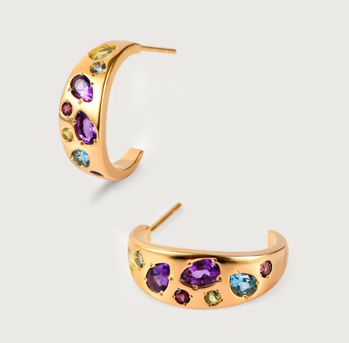 Natalie Rainbow Stone Hoops