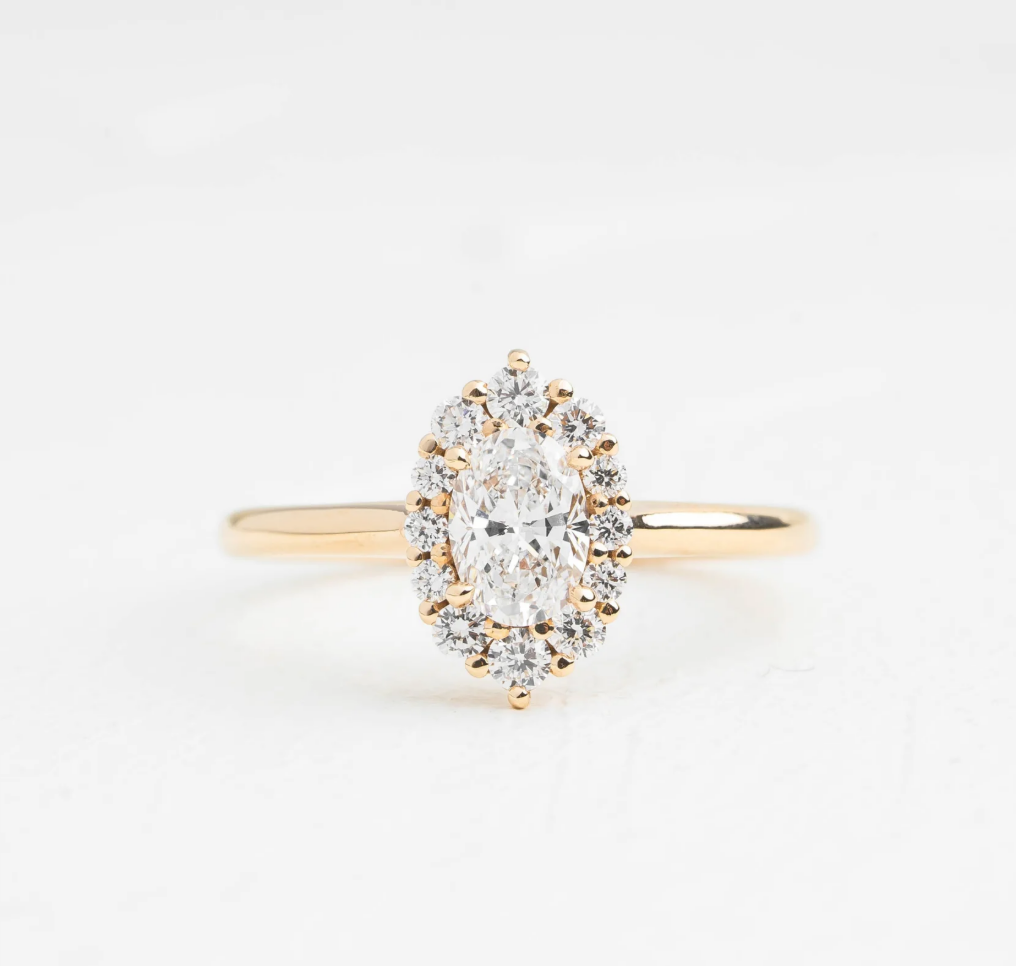 Vivian Oval Halo Sterling Silver Ring