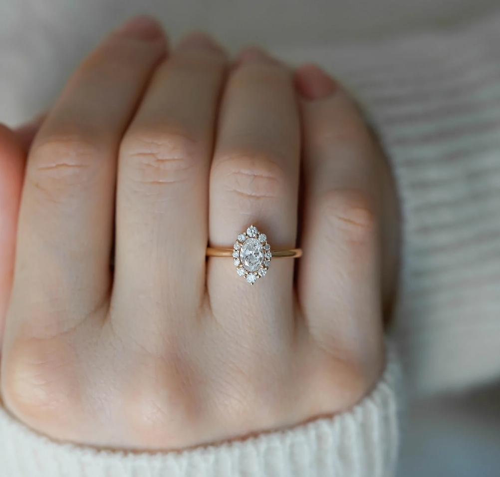 Vivian Oval Halo Sterling Silver Ring