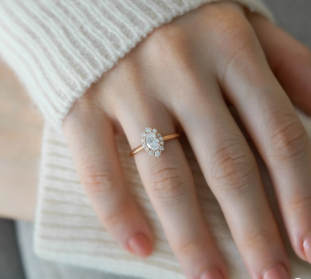 Vivian Oval Halo Sterling Silver Ring