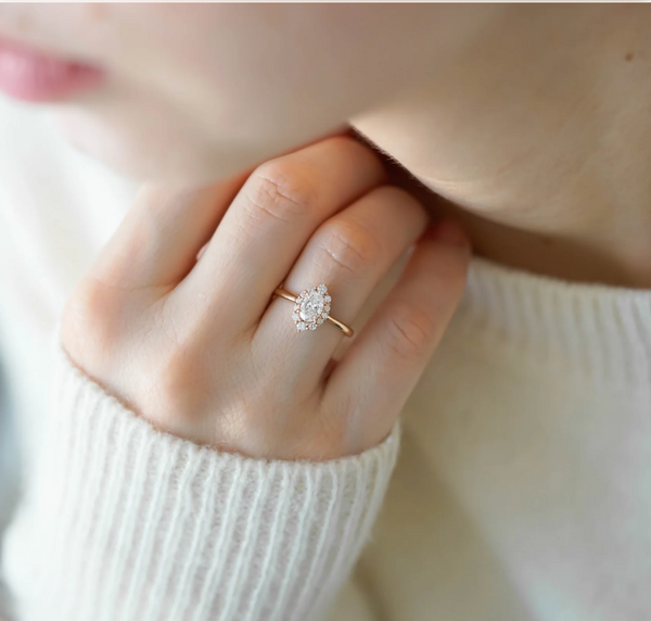 Vivian Oval Halo Sterling Silver Ring