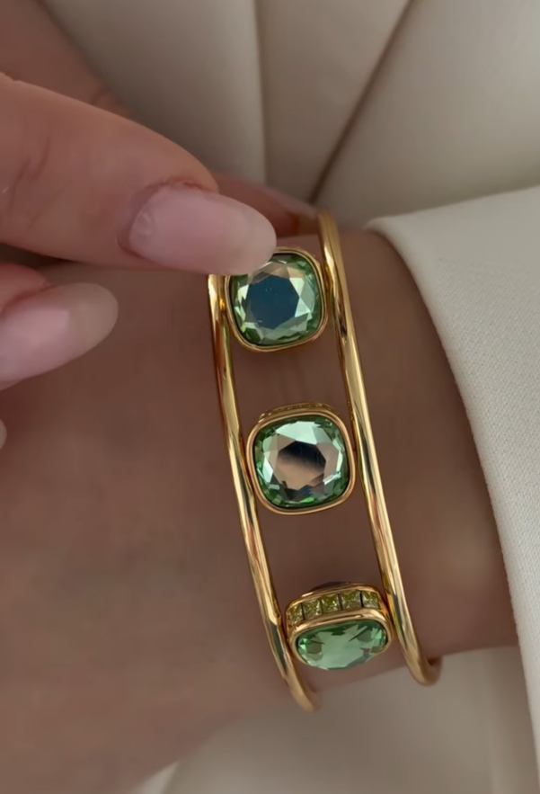 Lydia Triple Gem Convertable Open Cuff (Adjustable)