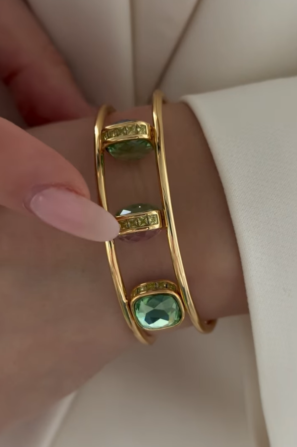 Lydia Triple Gem Convertable Open Cuff (Adjustable)