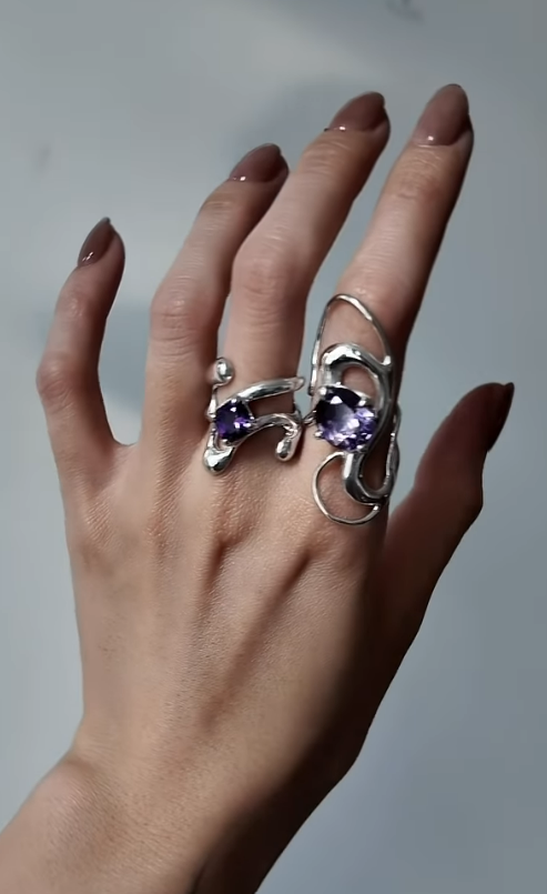 Amethyst Flow Ring Set of 2 (Size 7)