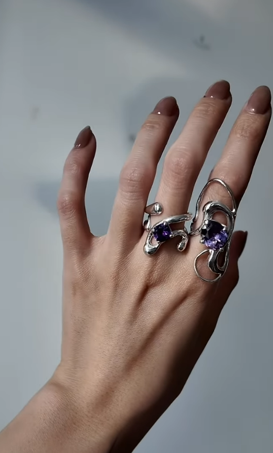 Amethyst Flow Ring Set of 2 (Size 7)