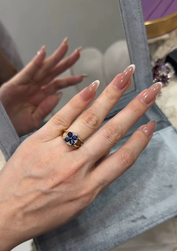 Midnight Bloom Sapphire Two in One Ring (Size 7)