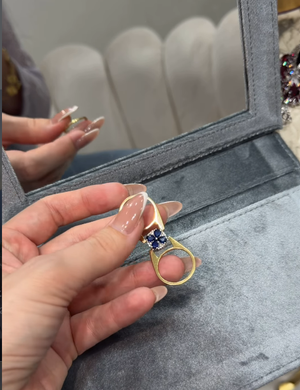 Midnight Bloom Sapphire Two in One Ring (Size 7)