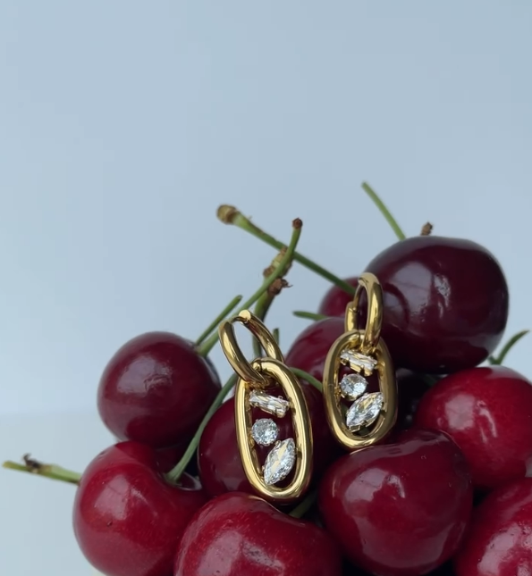 Crystal Oval Charm Earring