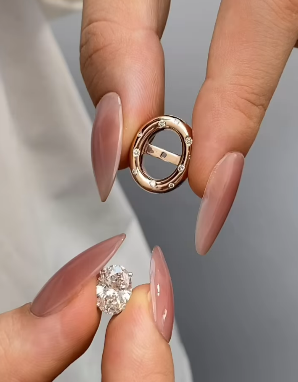 Oval Crystal Signet Earring