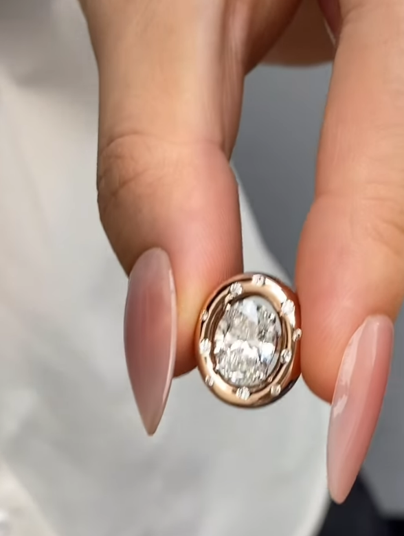 Oval Crystal Signet Earring
