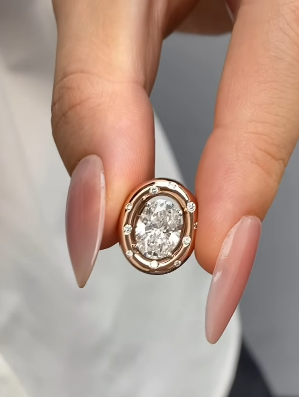 Oval Crystal Signet Earring