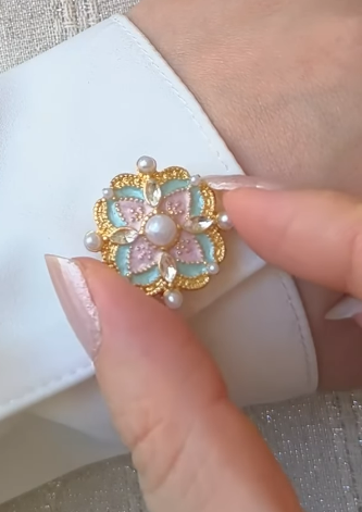Florielle Pastel Enamel Button (Pair of 2)