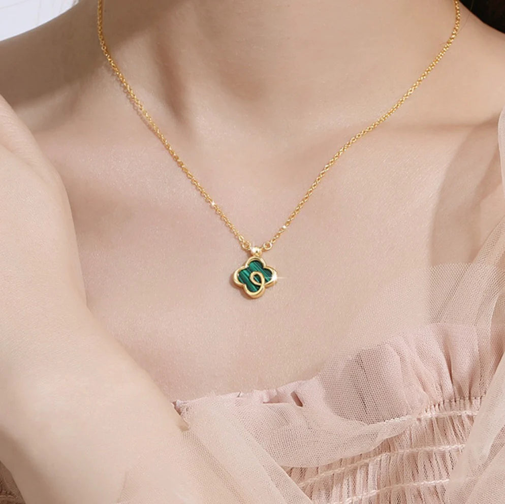 Charlotte Green Enamel Flower Necklace