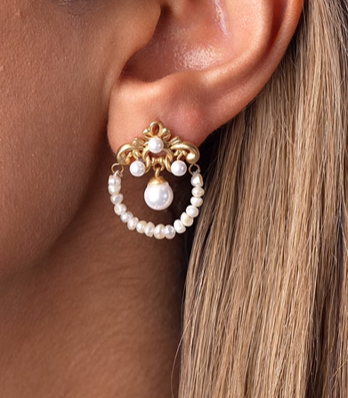 Odessa Pearl Drop Hoops