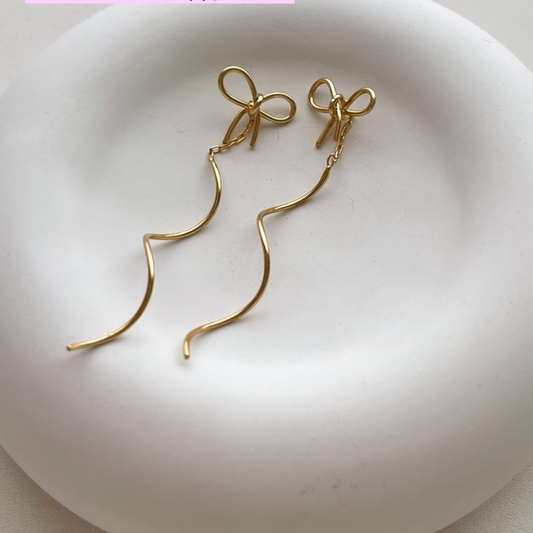 Gold Bow Danglers